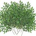 Artificial Italian Ruscus Greenery Stems, 24pcs Faux Green Leaf Garland Branches Hanging Greenery Spray for Wedding Bouquet,Arch,Table Centerpieces and Home Decor