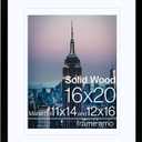 Frame Amo 16x20 Black Solid Wood Poster Frame, White Multi Mat for 11x14 and 12x16 Image, 1 inch Wide, Acrylic Front