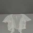 iClosam Women Tie Front Chiffon Shrug Short Sleeve Cropped Sheer Bolero Shrug Cardigan (Large, New Style #3-white)