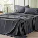 Bedsure California King Sheet Sets - 4 Pieces Soft Cal King Sheets - Breathable & Cooling - Hotel Luxury - Easy Care Polyester Microfiber Bedding for Women, Men, Dark Grey