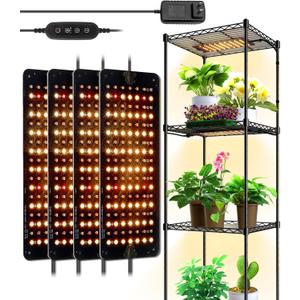 Barrina Grow Lights Panel for Indoor Plants, 40W (4 x 10W), Full Spectrum, Ultra-Thin, with 3/6/12H Auto On/Off Timer, 8 Dimmable Levels, 3 Spectrum Modes, for Greenhouse, Seedlings, 4-Pack