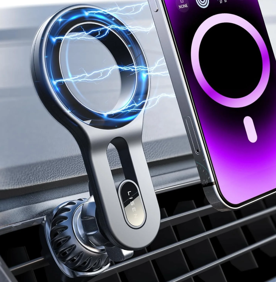 LISEN Magnetic Wireless Car Charger Stand (Black/1pack)