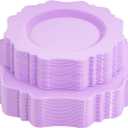 COLOSUS 60Pcs Lavender Purple Plastic Plates set,Heavy Duty Purple Disposable Plates include 30 Dinner plate 10.5 and 30 Salad/Dessert Plate 8.25 for Party and wedding