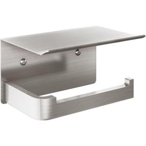 Gypie Toilet Paper Holder with Phone Shelf, Brushed Nickel Toilet Paper Holder Wall Mount, Rustproof Stainless Steel Bathroom Storage