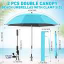 Nuanchu 2 Pack 49" Double Canopy Beach Umbrella with Clamp