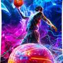 Basketball Blanket Gifts, Kids Blankets for Boys, Soft Fleece Sports Theme Throw for Team Player, 50"x60" (Style-1)