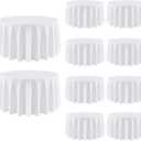 10 Pack Round Tablecloth 108 Inch White | For 4Ft-6Ft Round Table, Wrinkle Resistant, Washable Table Cloth, Polyester Fabric, For Party Banquet Wedding Buffet