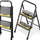 Urackify 2 Step Ladder, Heavy-Duty Pass 800lb Capacity Test, Wide Anti-Slip Steps & Secure Handrail Compact, Folding Step Stool Portable Design for Home, Kitchen, Office, Pantry, Closet Use, Black