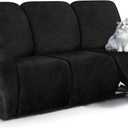 ANARACHON Leather Look Recliner Couch Cover, 8-Pieces Stretch Recliner Sofa Covers, Soft Reclining Slipcover, Washable Furniture Protector for Pets (3 Seater, Black)