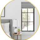 28" Round Gold Wall Mirror, Modern Style, Shatterproof Tempered Glass, Wall Mounted, Perfect for Bathroom, Bedroom, Living Room