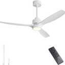 WINGBO 48" Wet Rated Ceiling Fans with Lights, Outdoor/Indoor, White