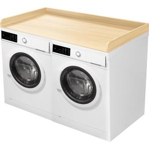 Washer Dryer Countertop,Melamine Laundry Countertop with Edge Rails,27.5" W x 54" L Washer Dryer Shelf,Table Top for Washer and Dryer, Washer Dryer Work Surface (Oak) 
