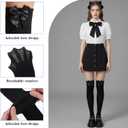 2 Pairs Knee High Socks with Bows, Bow White Stockings for Daily Wear, Stretch Girls Knee High Socks for School Uniforms, Dance, Cosplay, Costume Events(Black, White) One Size