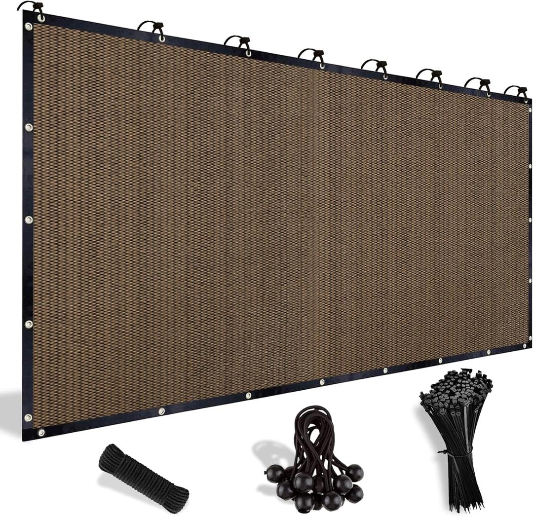 Shade&Beyond 90% Sun Shade Cloth with Grommets, 8' X 12' Pergola Shade Cover Canopy, Mesh Tarp Sun Screens for Patio, Outdoor, Garden, Backyard, Mocha