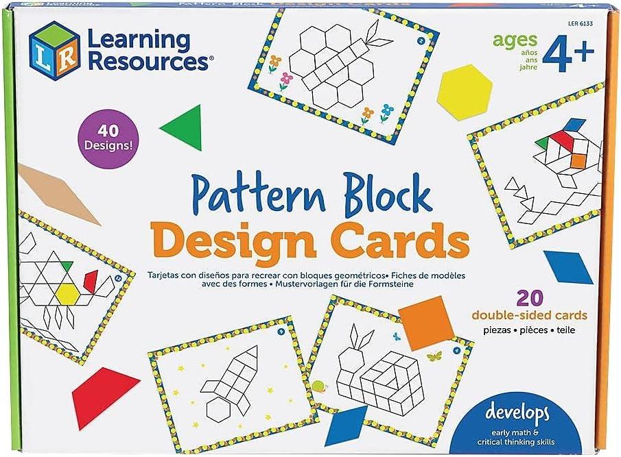 Learning Resources Pattern Block Design Cards, Color Recognition, STEM Toy, Ages 4+ (Medium)