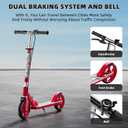 Scooters for Kids 8-12, Teens & Adults - Lightweight, Foldable, 8-Inch Big Wheels, Hand Brake & Bell, 4 Adjustable Height Levels, 240 lbs Max Load, Perfect for School, Campus and Park Rides