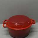 Bruntmor 2-in-1 Enameled Cast Iron Dutch Oven Pot With Handles - 7 Quart Cast Iron Skillet Lid - Oval Dutch Oven For Bread Baking, Braising, Stews and Casserole Dishes - Durable Cookware - Red (7 Qt)