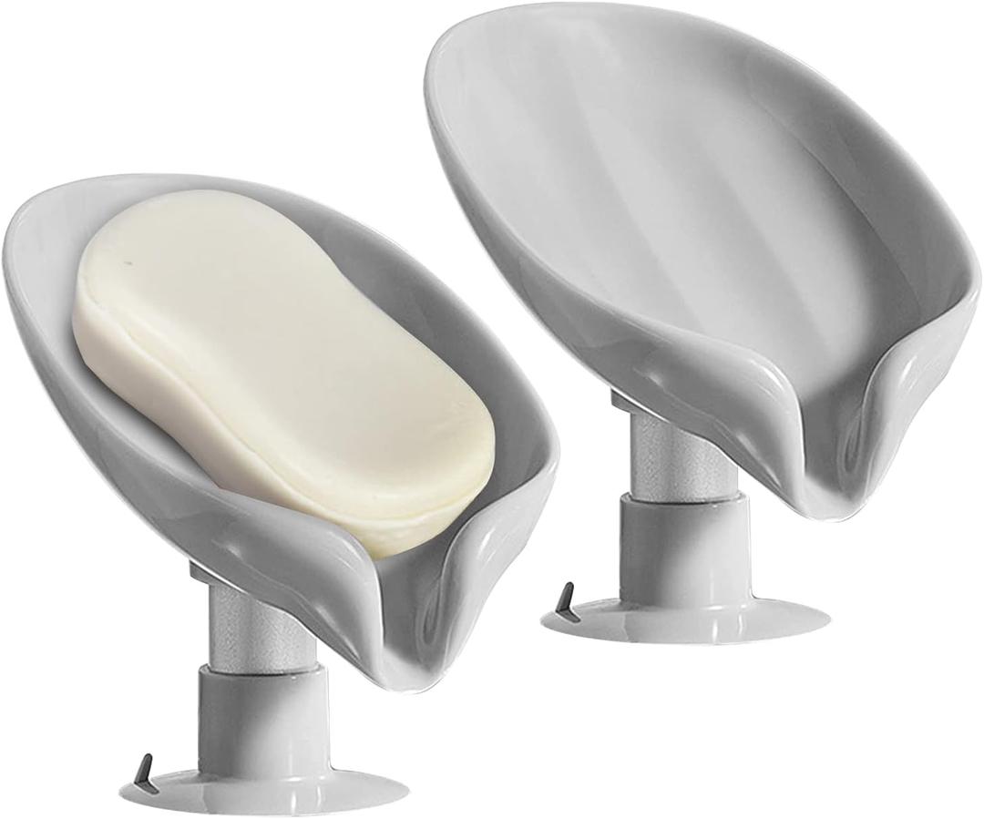 2 Pack Soap Holder Self Draining Soap Dish Sponge Holder Suction Cup Soap Dish Fast Draining Fast Drying Strong Suction Cup Adhesion for Bathroom Shower Kitchen Sink