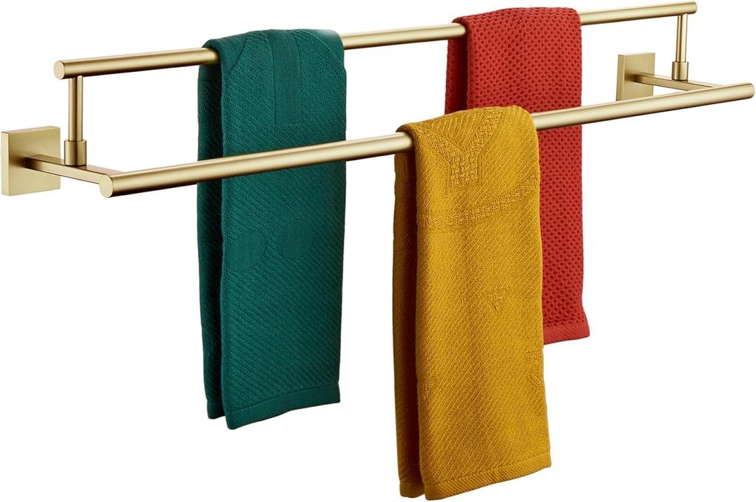 KOKOSIRI Bath Towel Bars 36-Inch Double Towel Rails Overlength Bathroom Racks for Cabinet Kitchen Brushed Gold Stainless Steel B5009BG-L36 (36-Inch, Brushed Gold)