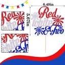 Red White Two Cake Topper 4th of July Independence Day Theme Decor Supplies American National Day Happy Birthday Anniversary Party Decorations (Red silver dark blue)