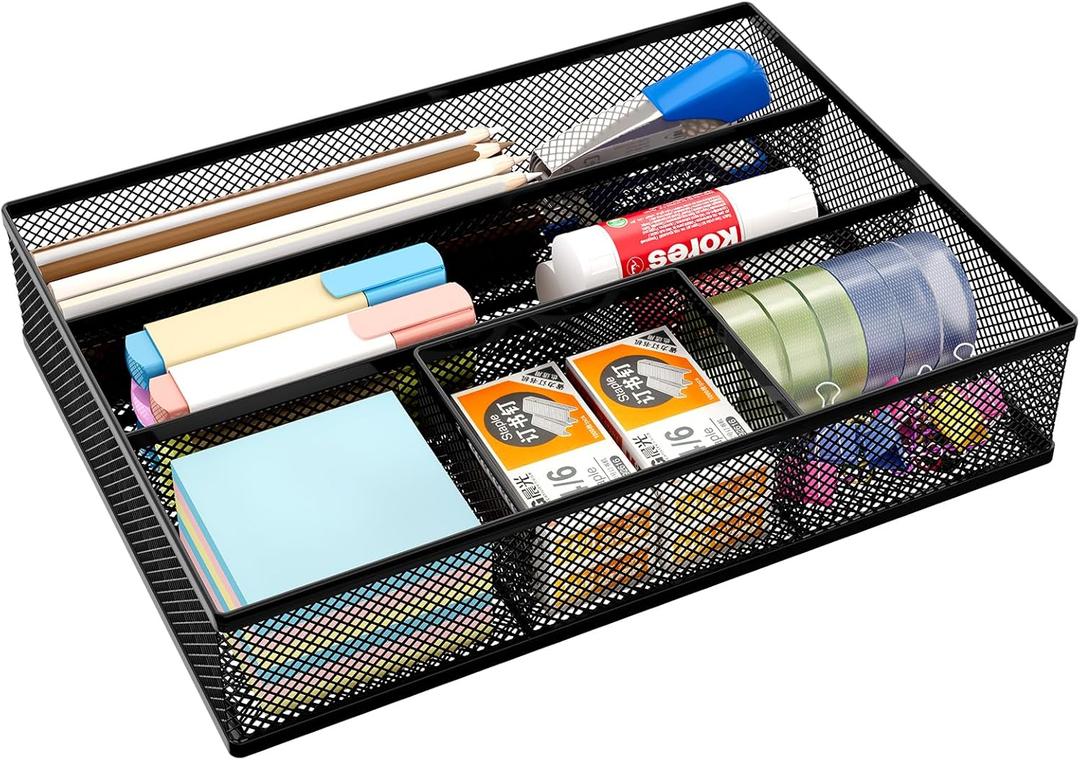 EasyPAG Drawer Organizer Metal Mesh Dividers Desk Organizers Pen Organizer for Desk Drawer Tray Box Accessories for Desktop,Black EasyPAG Drawer Organizer Metal Mesh Dividers Desk Organizers Pen Organizer for Desk Drawer Tray Box Accessories for Desktop,Black