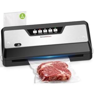 Bonsenkitchen Vacuum Sealer Machine, Built-in Cutter | Multifunctional Food Sealer for Sous Vide & Meal Prep, 5 Pre-Cut Bags, Black