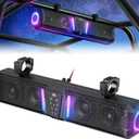 KEMIMOTO Midnight 60 26-inch UTV Sound Bar Waterproof IP66, 65Hz Deep Bass, APP Control Multicolor Lights, Metal-Built Soundbar Bluetooth for ATV Golf Cart Marine Boat fits 1"-2" Roll Bar (Black)