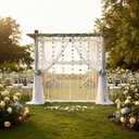 63 Pcs Flower Garland for Backdrop 2pcs 9.84 x 4.92 ft White Tulle Backdrop 1pc 7.55 ft Artificial Rose Vine 60 Fake Floral for Wedding Bridal Baby Shower Birthday Party Home Decor(Blue)