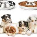 Stainless Steel Puppy Bowls, Set of 2 Puppy Feeder, Dog Food and Water Bowl, Food Feeding Weaning for Small Medium Large Dogs, Pets, M