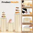 Miory Cylinder Stands for Party, Set of 3 - 15.7"+23.6"+31.5" | Foldable Cardboard with 3 PCS Acrylic Disc, For Birthday Party, Wedding, Family Gathering, Decorative Display