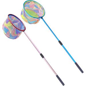 Fishing Net 2 Pack Retractable Lightweight Landing Net with Aluminum Rod Handle Fishing Nets for Youth Catch and Release Butterfly Nets, Small
