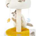 Happi N Pets Cloud Cat Tree, Cat Scratching Post with Bed, Small Cat Tree for Kittens, Cat Scratch Post with Cloud-Shaped Soft Perch & Cute Toys, Removeable Cover, Bonus Catnip (22")