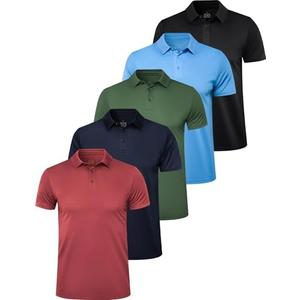 OYGSieg 5 Pack Mens Polo Shirts Golf Shirts for Men, XL