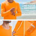 TACVASEN Men's Long Sleeve UPF 80+ Shirts Sun Protection UV SPF Shirts Rash Guard Fishing Running Quick Dry Lightweight (Orange, L)