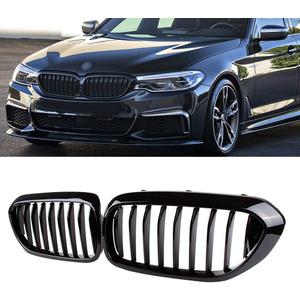 G30 Grille, Front Kidney Grill Compatible for 2017-2020 BMW 5 Series G30 (ABS Single Slat Gloss Black Grills, 2-pc Set)
