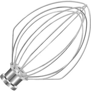 K5A Stainless Steel Whisk for KitchenAid 5Qt Bowl Lift Stand Mixer, 6 Wire Whip Attachment for K4 K5 K5SS, KSM5, KG25, KP50, KSM6573, KSM6521,18/8 Stainless Steel, Heavy Duty, Dishwasher Safe