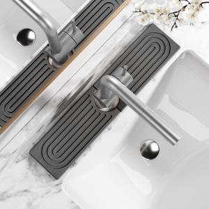 Stone Faucet Mat for Kitchen Sink - Quick Dry Diatomite Sink Splash Guard, Prevents Moisture Buildup & Water Stains, Water Absorbing Stone Tray for Bathroom Countertop (Dark Gray, 20" x 4")