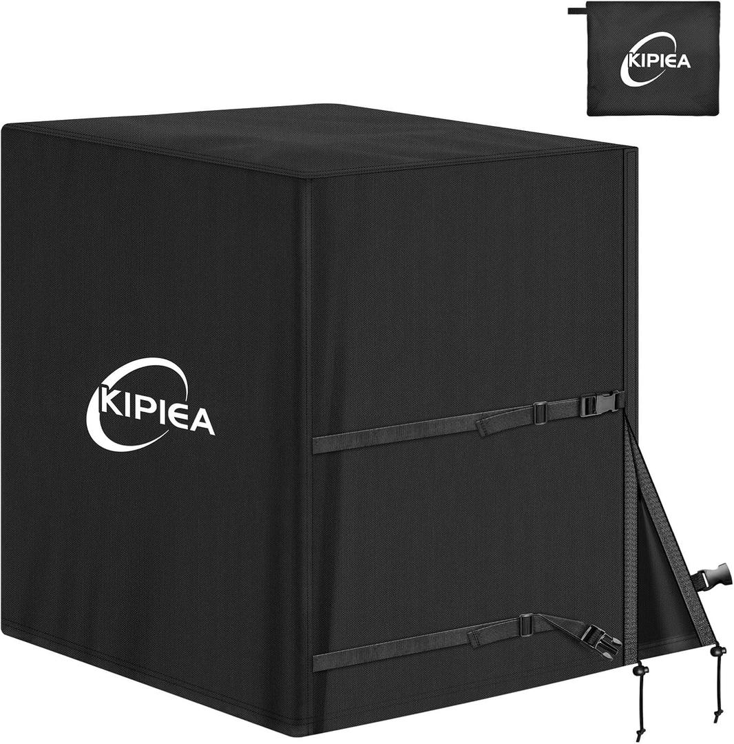 Kipiea Heavy Duty Air Conditioner Cover for Outside Units, Windproof, Anti-UV, Tear & Fade Resistant AC Cover for Winter (24" W x 24" D x 30" H)
