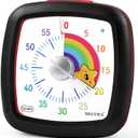 Secura 60-Minute Visual Timer, Silent Study Timer for Kids and Adults, Time Clocks, Time Management Countdown Timer for Teaching (Black & Star)