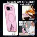 Niuuro Magnetic for Google Pixel 9a Case with Stand (Compatible with MagSafe)(Military Grade Drop Protection) Slim Translucent Matte Shockproof with Invisible Kickstand Phone Case, Pink