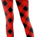 Uaderize Womens Ultra Soft Brushed Christmas Day Leggings Pants Ankle Length Black Deals Friday 2023 S-5XL (Large, B-black and Red Oblique Ripple Plaid)