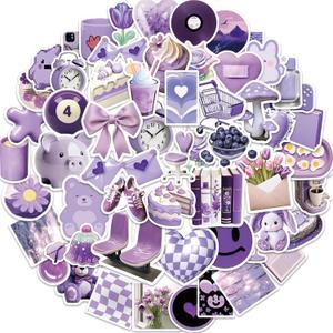 3 x 50PCS Aesthetic Purple Stickers for Water Bottle, Cute Aesthetic Stickers for Teens,Waterproof Vinyl Decals for Laptop Journal Scrapbooking Party Favors (Aesthetics P)