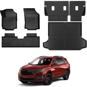 Floor Mats Set Cargo Liner and Backrest Mat for for Chevy Chevrolet Equinox/GMC Terrain 2018-2024, All Weather TPE Full Mat Set Cargo Mat for Equinox Accessories