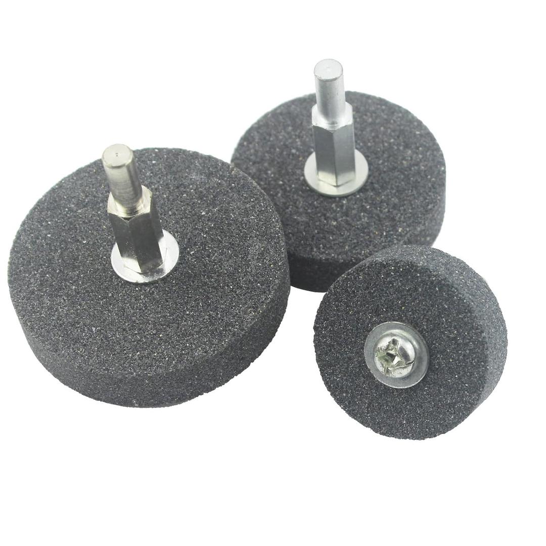 3 Pcs Mounted Stone Grinding Wheels with 1/4-Inch Shank 40mm/50mm/60mm Diameter Abrasive Stone Grinding Wheels for Drill, Grinder, Rotary Tools
