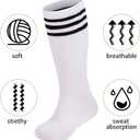 Zando Kids Soccer Socks Youth Baseball Football Softball Cotton Uniform Girls Knee High Socks (3-6 Years, Black/Hot Pink/Pink)