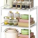 2 Pack Kitchen Countertop Organizer, Stackable Cabinet Shelf Organizer, 2 Tier Adjustable Kitchen Counter Shelves Riser For Pantry Cupboard Bathroom Organization And Storage, Desk Shelf,Spice Rack (White, 10.51"D x 16"W x 8.26"H)