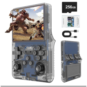 R40S PRO Retro Gaming Console, 30000+ HD Games Handheld Game Console, 3800mAh Rechargeable Mini Retro Video Console with 256GB TF Card, Portable Pocket Arcade (Transparent Grey)