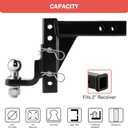 OPENROAD Adjustable Trailer Hitch Ball Mount - Fits 2-Inch Receiver, 2" Tow Balls, 7500lbs, 9-1/2" Drop/ 8-1/4" Rise, Heavy Duty Truck Hitch with Pin Lock