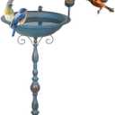 DREAMSOUL 40" Tall Pedestal Bird Bath for Outside, Metal Bird Bath and Feeder Combo Blue Birdbath for Garden Patio Decor