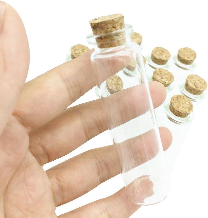 Mini Glass Bottles with Cork Stoppers, Small Jars with Cork Lids, Tiny Glass Bottles, DIY Wedding Wishing Bottle Message Vial for Sand Art Crafts Home Party Decorations 20ML Pack of 5